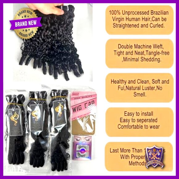 18-22 Inch Brazilian Virgin Hair Extensions Water Wave 3c4a Curly Bundles main image 4